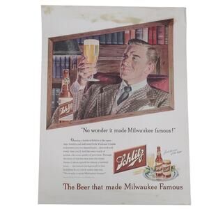 Schlitz Beer / Poll Parrot Advertisement 1947 Color Vintage Brewerania Shoes
